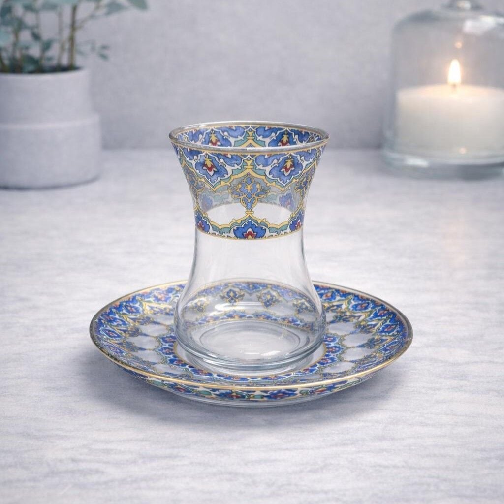 ÇİNİLİ HÜNKAR DESENLİ ÇAY SETİ