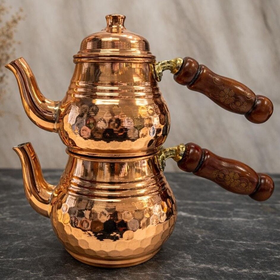 TEK KİŞİLİK MİNİ DÖVME BAKIR ÇAYDANLIK – GELENEKSEL ŞIKLIK