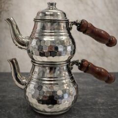 TEK KİŞİLİK MİNİ DÖVME BAKIR ÇAYDANLIK – GÜMÜŞ RENK