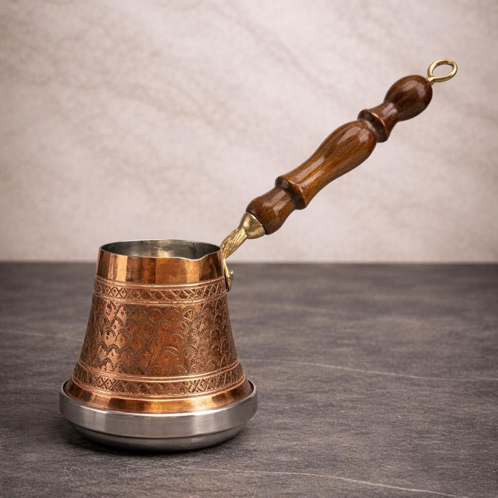 KİRAZ DESENLİ MİNİ İNDÜKSİYON TABANLI BAKIR CEZVE – 2 KİŞİLİK