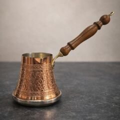 KİRAZ DESENLİ ORTA BOY İNDÜKSİYON TABANLI BAKIR CEZVE – 3 KİŞİLİK