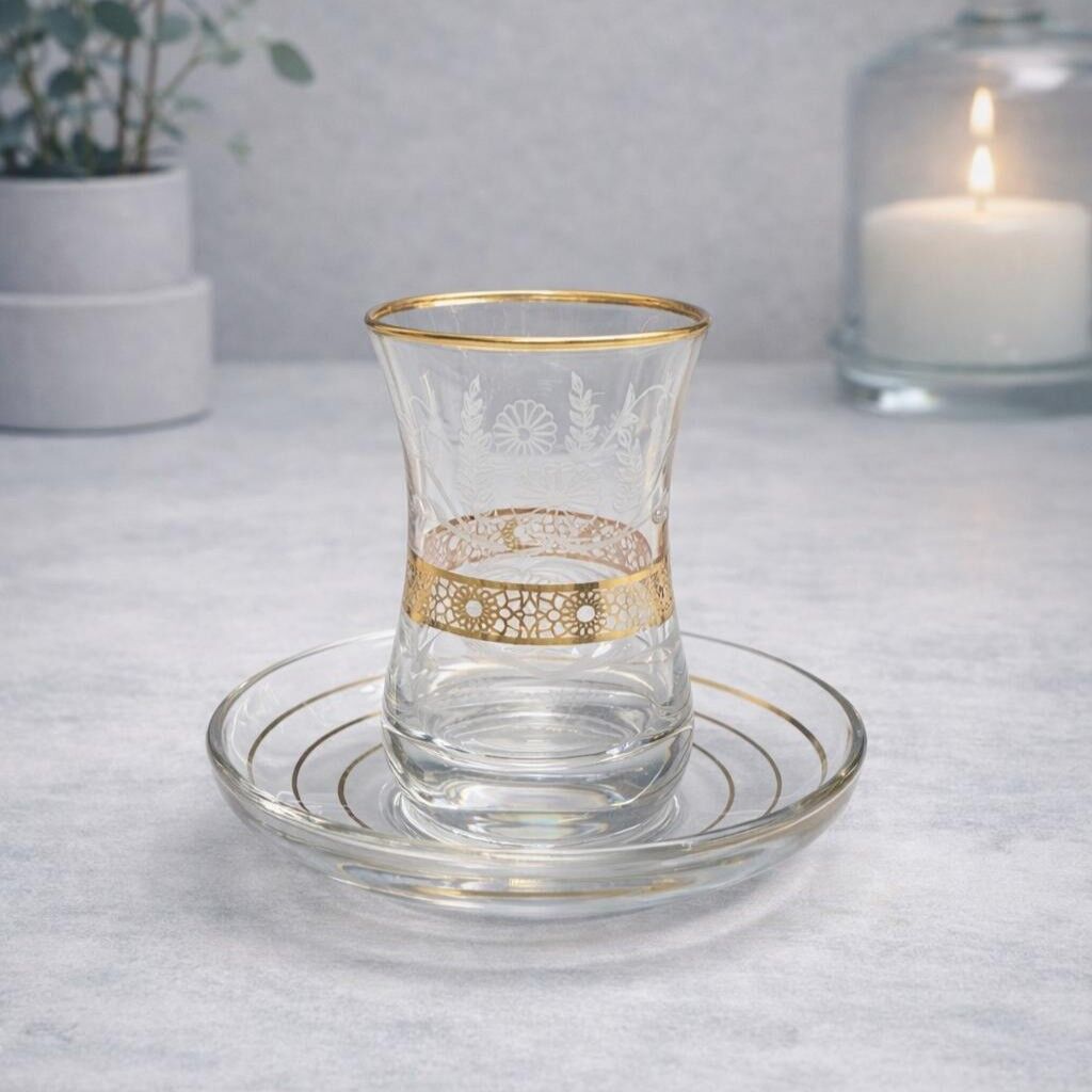 DÜMEN DESENLİ ÇAY SETİ – ZARİF VE ŞIK SUNUM