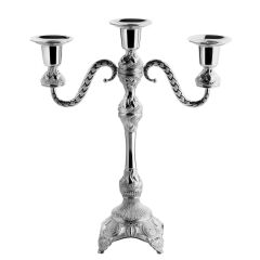 3 KOLLU KÜÇÜK ŞAMDAN – GÜMÜŞ | 29 CM