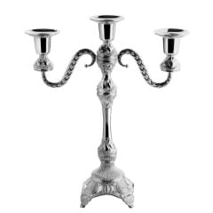 3 KOLLU KÜÇÜK ŞAMDAN – GÜMÜŞ | 29 CM