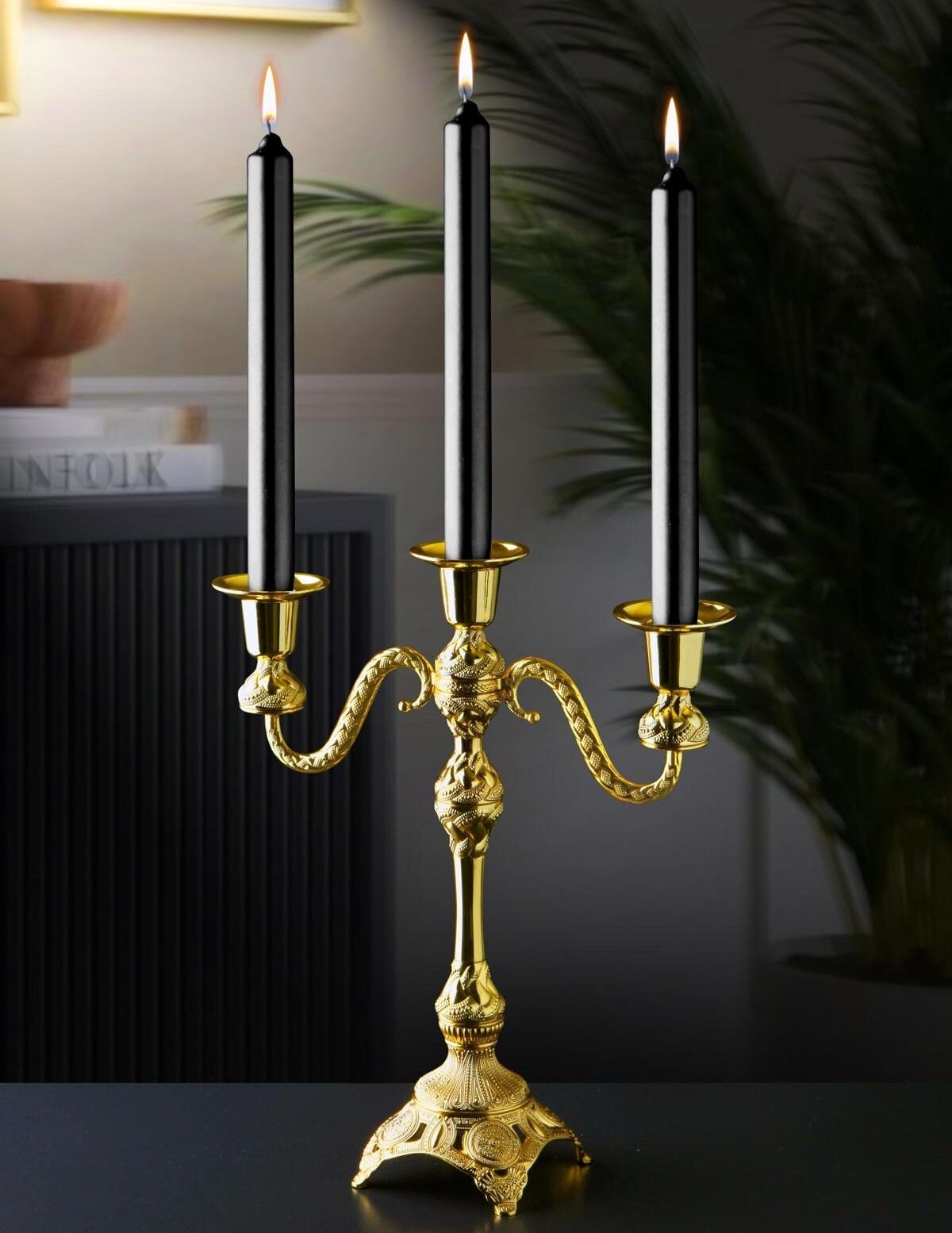 3 KOLLU KÜÇÜK ŞAMDAN – ALTIN | 29 CM