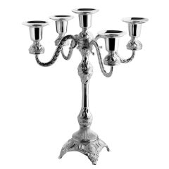 5 KOLLU KÜÇÜK ŞAMDAN – GÜMÜŞ | 29 CM