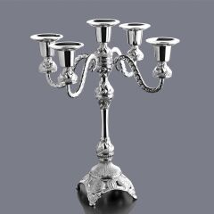 5 KOLLU KÜÇÜK ŞAMDAN – GÜMÜŞ | 29 CM