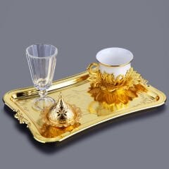 ALTIN RENK İŞLEMELİ DAMAT KAHVESİ SETİ
