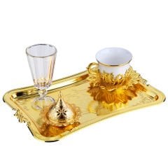 ALTIN RENK İŞLEMELİ DAMAT KAHVESİ SETİ