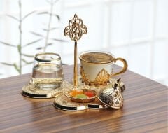 ALTIN RENK DAMAT KAHVESİ SETİ