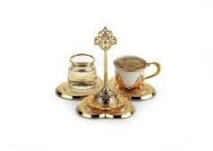 ALTIN RENK DAMAT KAHVESİ SETİ