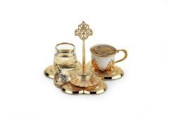 ALTIN RENK DAMAT KAHVESİ SETİ