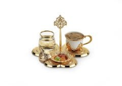 ALTIN RENK DAMAT KAHVESİ SETİ