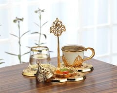 ALTIN RENK DAMAT KAHVESİ SETİ