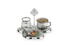GÜMÜŞ RENK DAMAT KAHVESİ SETİ