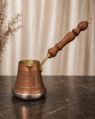 ÜZÜM DESENLİ İNDÜKSİYON TABANLI MAT BAKIR CEZVE - 180 ml.