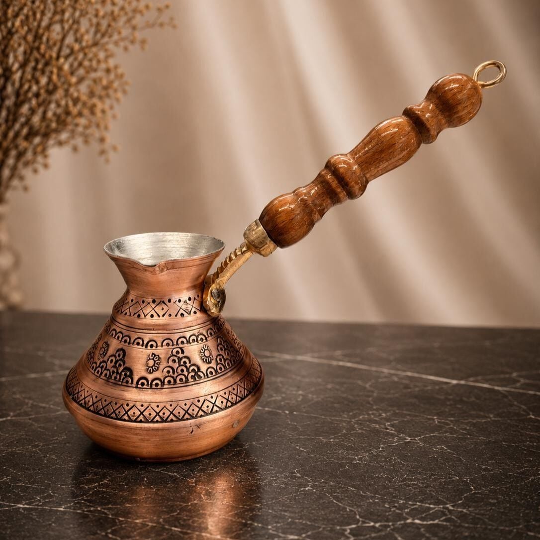 ÜZÜM DESENLİ MAT BAKIR RUS CEZVESİ